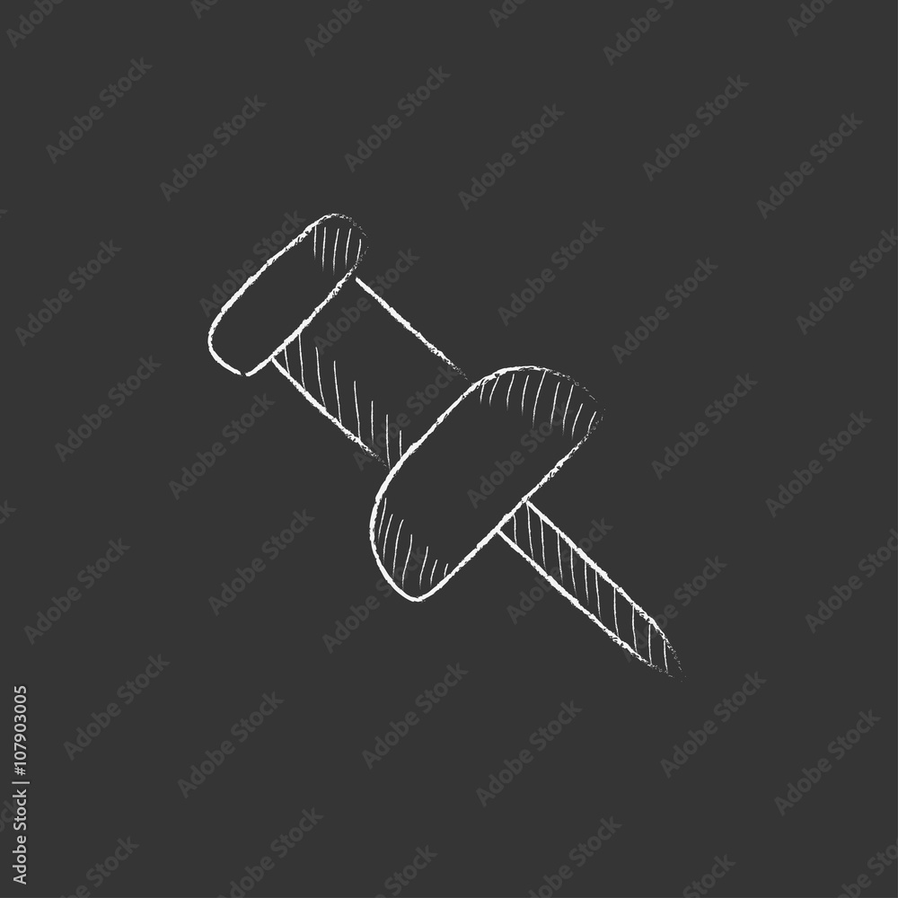 Pushpin. Drawn in chalk icon. Pushpin. Drawn in chalk icon.
