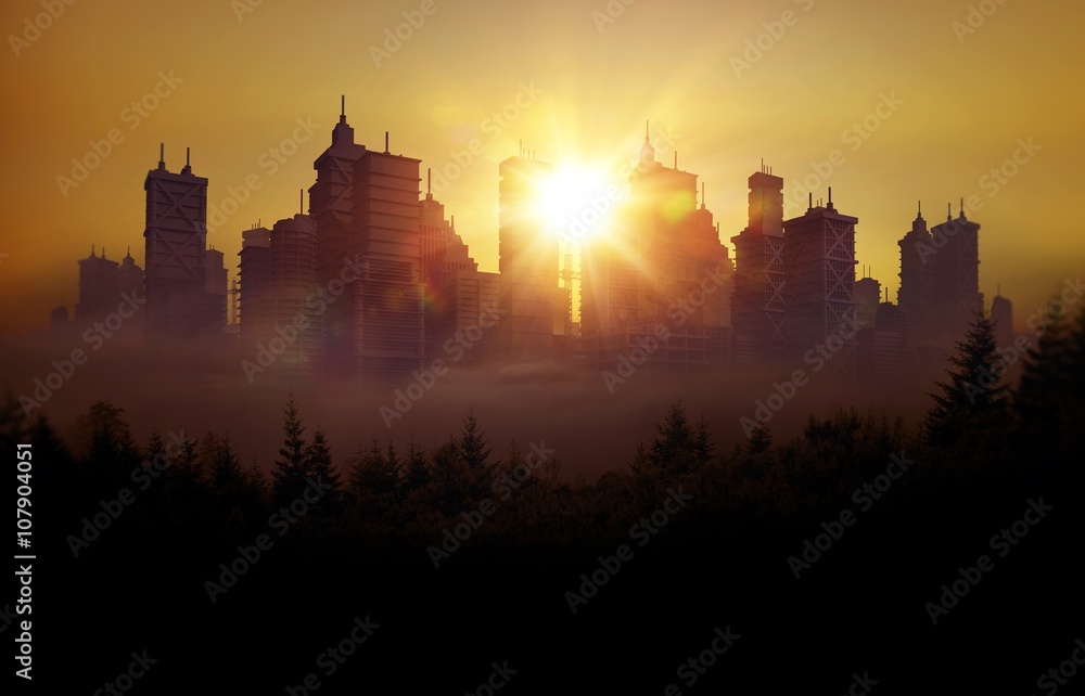 Fototapeta premium Conceptual City Skyline