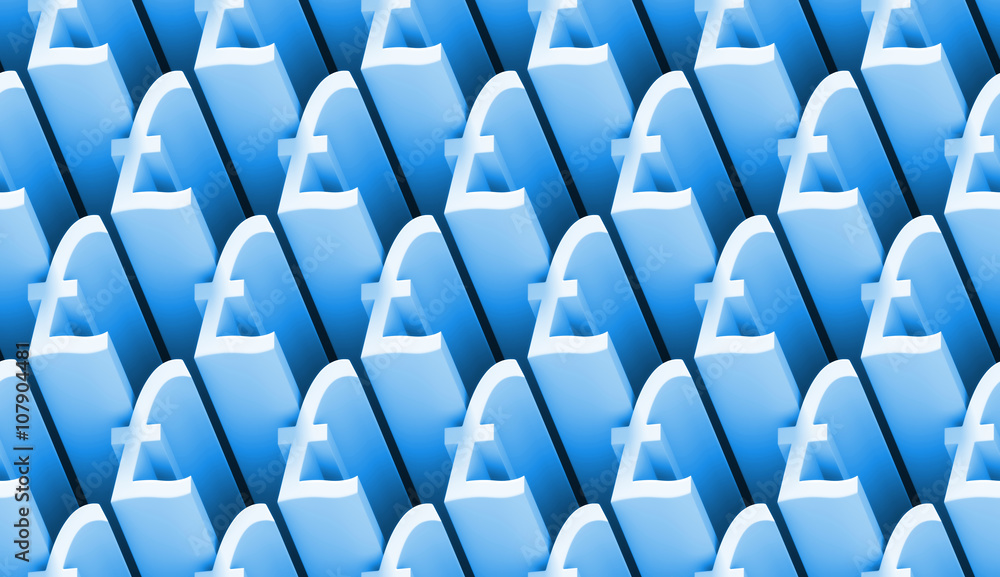 Obraz premium seamless 3d pattern of pound sterling signs in shades of blue and white 