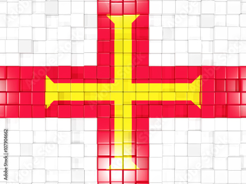 Background with square parts. Flag of guernsey. 3D illustration
