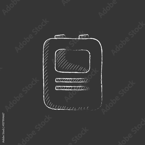 Heart defibrillator. Drawn in chalk icon.