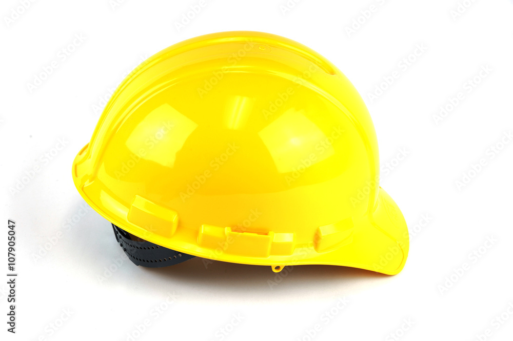 Fototapeta premium yellow safe helmet isolated on white background