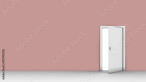 3d illustration of wall with opened door