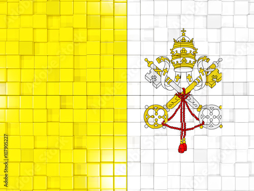 Background with square parts. Flag of vatican city. 3D illustrat