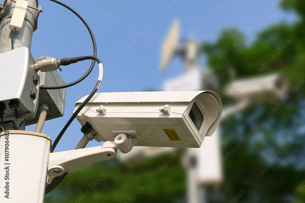 outdoor security ip camera cctv with wifi system in a park
