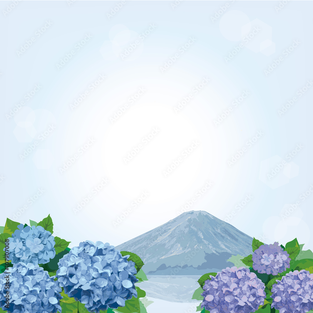 紫陽花 富士山 イラスト Stock Vector Adobe Stock