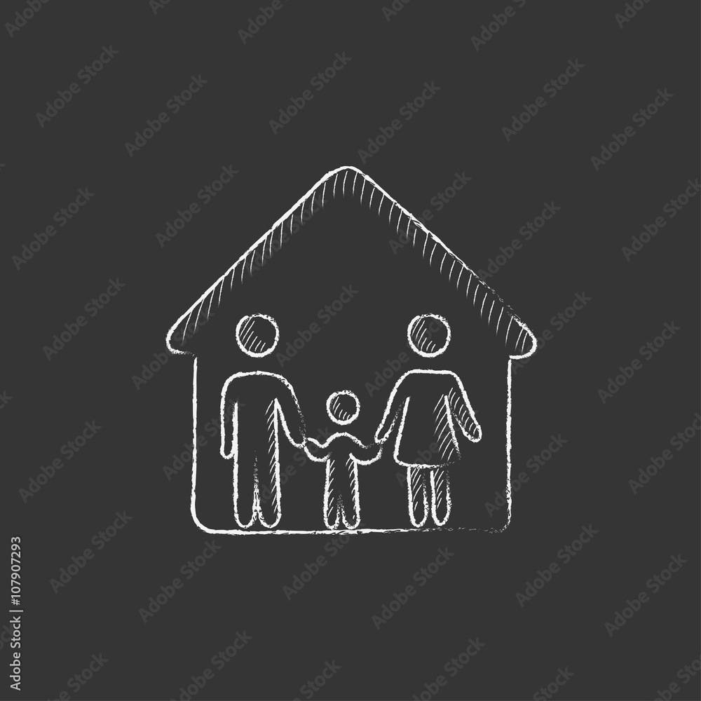 Family house. Drawn in chalk icon. Family house. Drawn in chalk icon.
