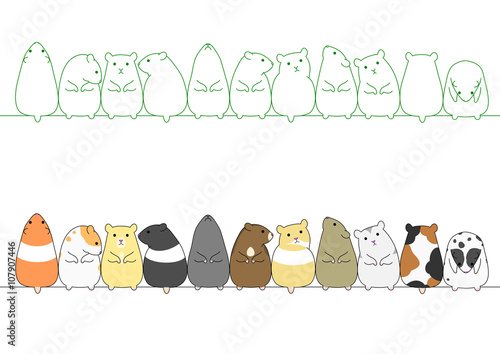 Set of hamster standing poses