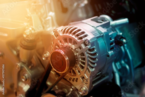 Photography colorful car engine part