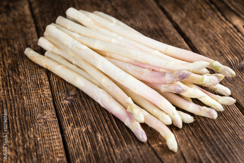Portion of fresh white Asparagus (close-up shot)