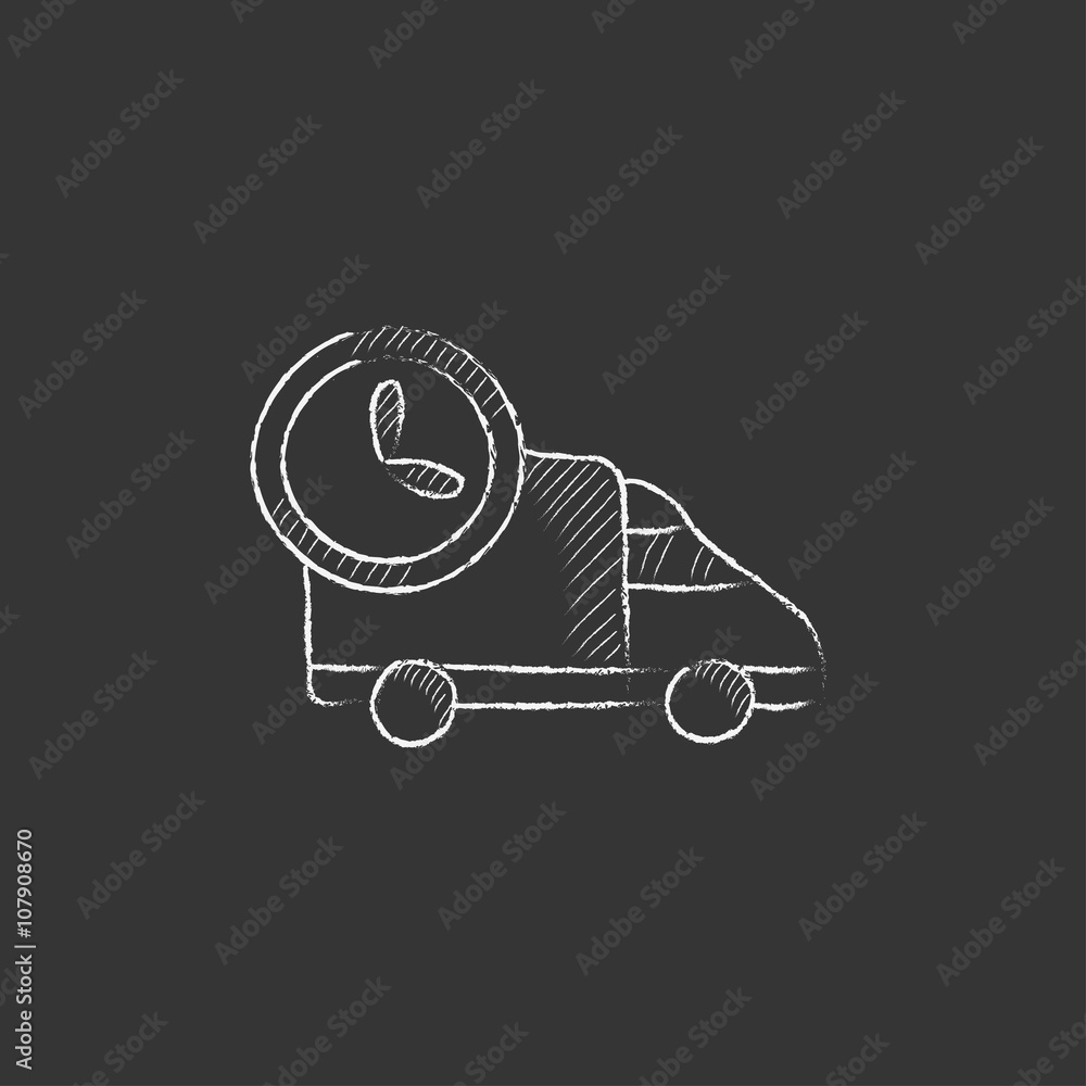 Delivery truck. Drawn in chalk icon.
