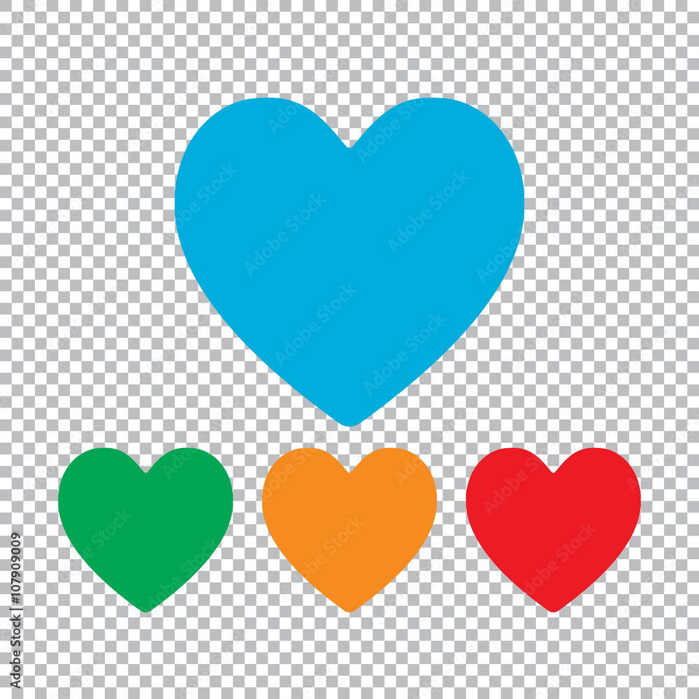 Simple heart icon. Color set with transparent grid