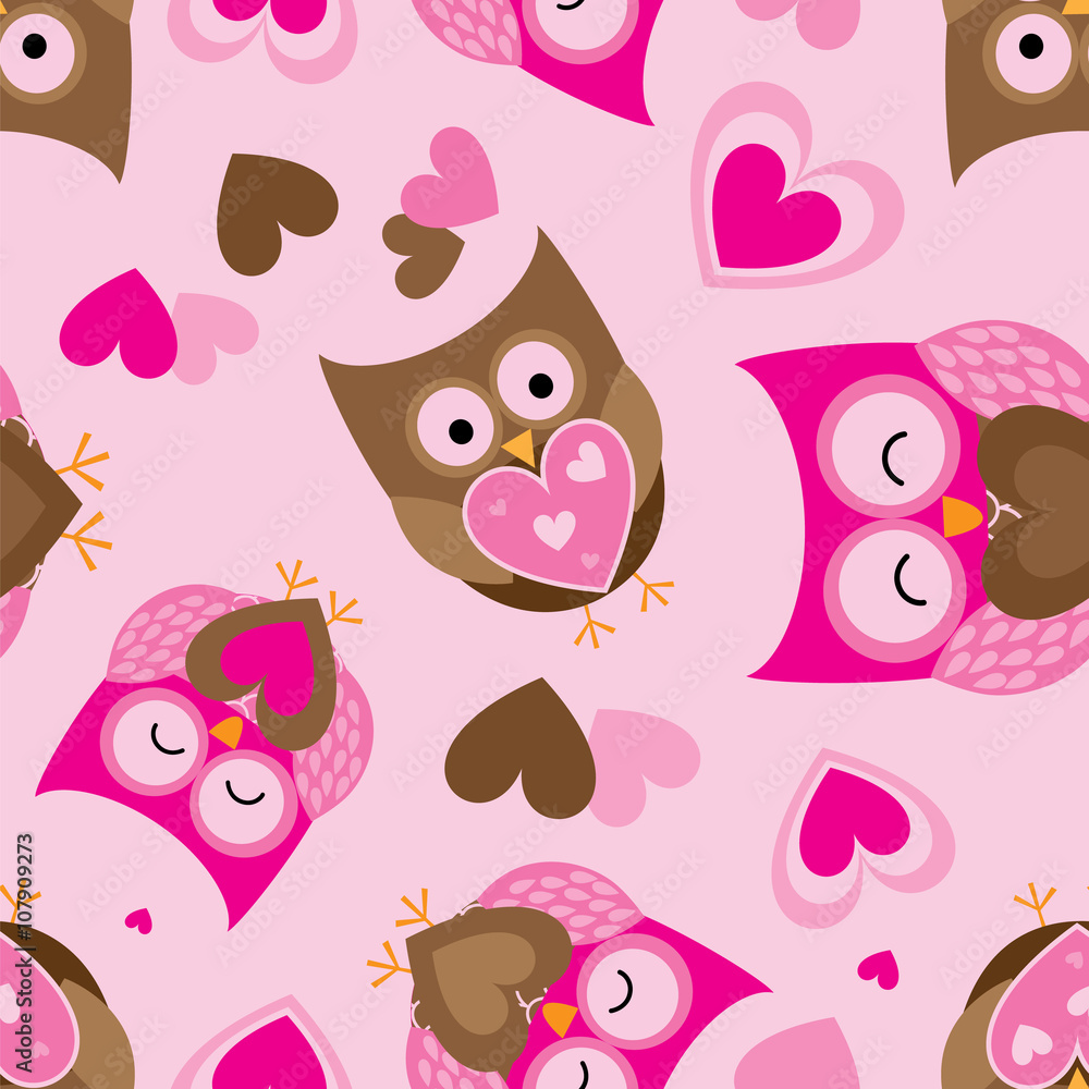 Fototapeta premium Seamless pattern with owls design background