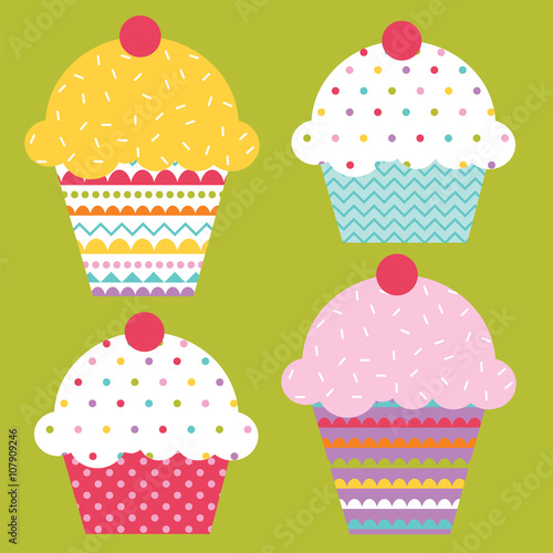 Sweet cupcakes with colorful vector design
