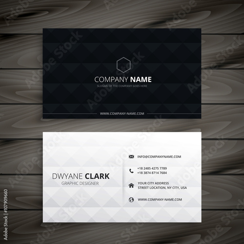 simple black and white diamond business card