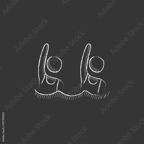 Synchronized swimming. Drawn in chalk icon.