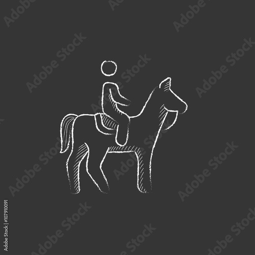 Horse riding. Drawn in chalk icon.