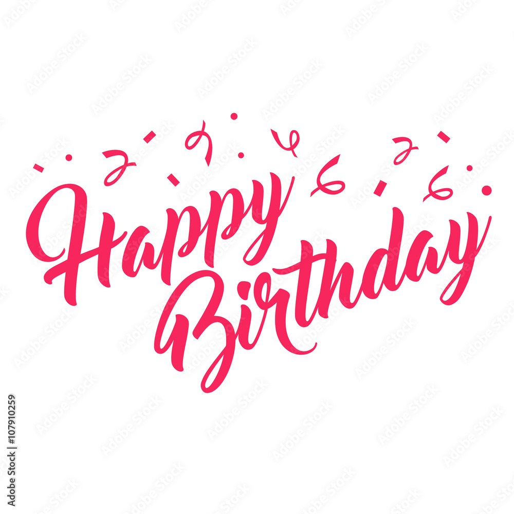 Pink birthday hand lettering calligraphy