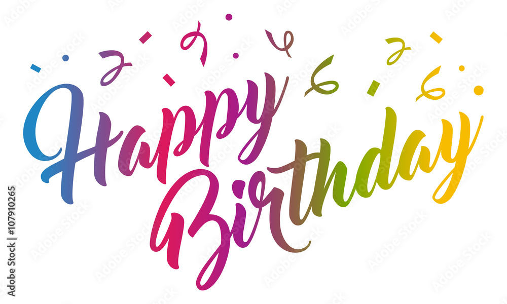 Rainbow Happy Birthday hand lettering calligraphy Stock Vector | Adobe