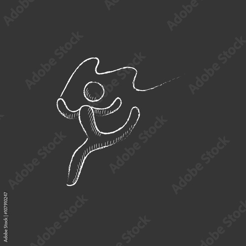 Gymnast with tape. Drawn in chalk icon.