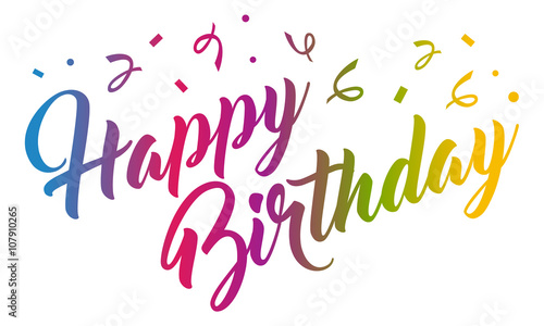 Canvas Print Rainbow Happy Birthday hand lettering calligraphy