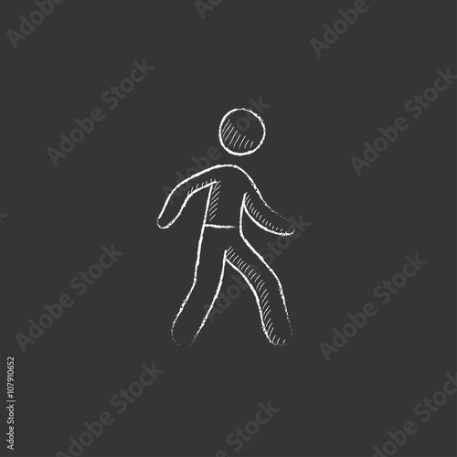 Pedestrianism. Drawn in chalk icon.