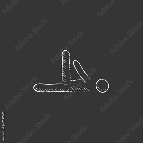 Man making exercises. Drawn in chalk icon.