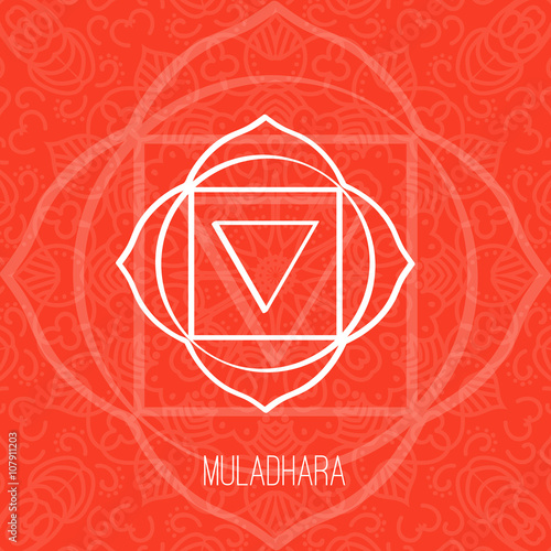 Lines geometric illustration of one of the seven chakras - Muladhara, the symbol of Hinduism, Buddhism.