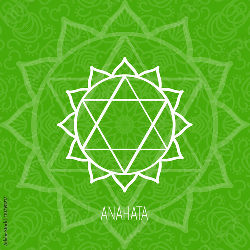 Lines geometric illustration of one of the seven chakras - Anahata, the symbol of Hinduism, Buddhism.