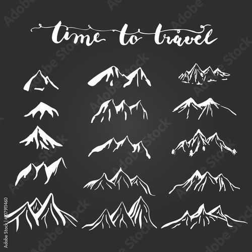 Mountains illustration silhouettes set for making your own logo  badge  label design.