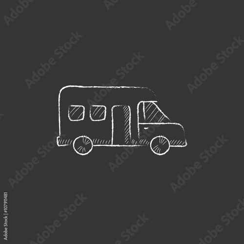 Motorhome. Drawn in chalk icon.