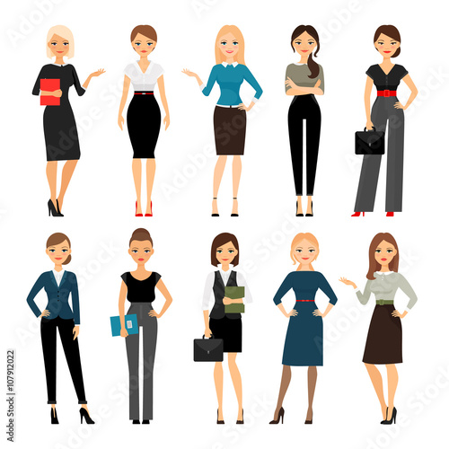 Women in office clothes. Beautiful woman in business clothes. Vector illustration