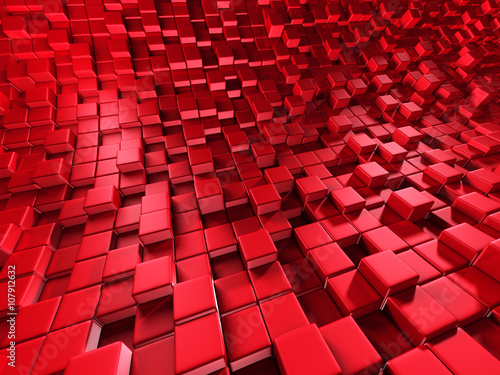 Abstract Red Cube Blocks Wall Background