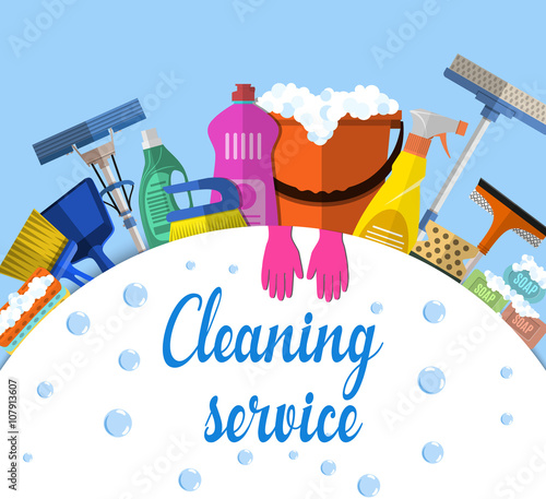 Cleaning service flat illustration