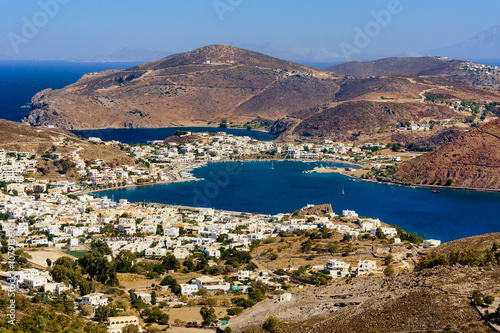 Patmos island, Greece, port and main village © stockbksts