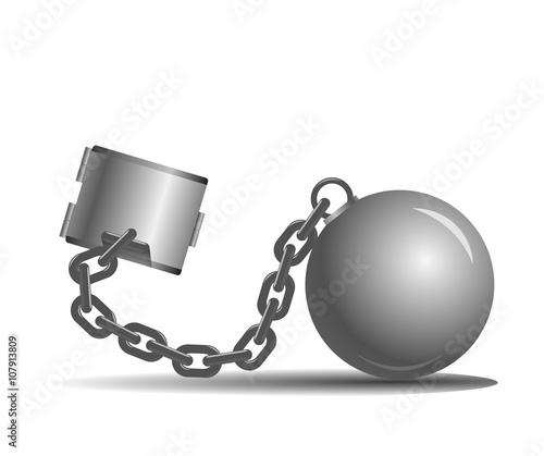 Vector ball and chain on a white background