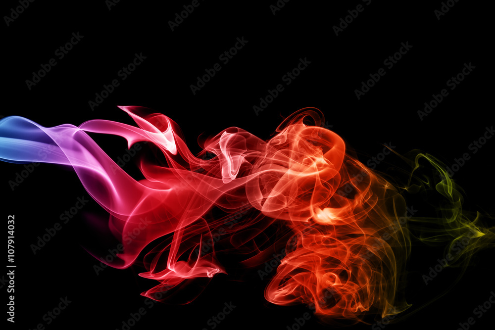 Colored abstract smoke, isolated on black background. Colored abstract smoke, isolated on black background.