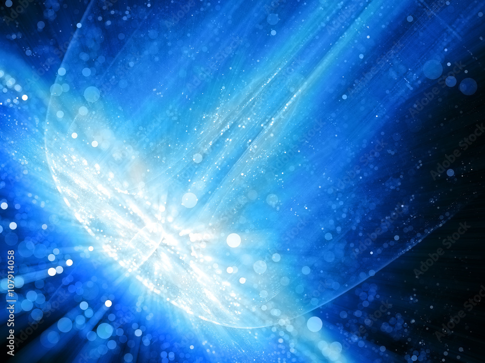 Naklejka premium Big blue glowing impact in space