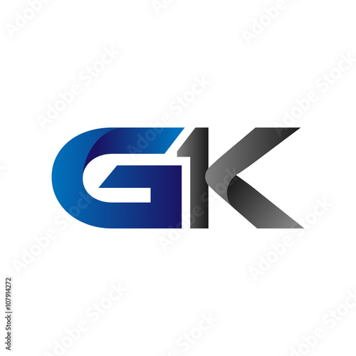 Modern Simple Initial Logo Vector Blue Grey gk