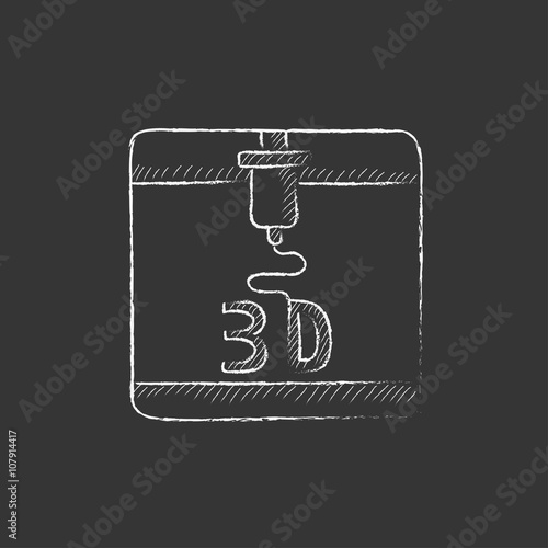 Tree D printing. Drawn in chalk icon.