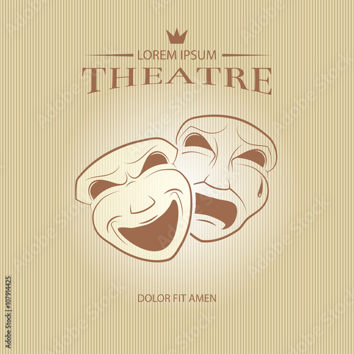 Comedy and tragedy theatrical masks. Face mask art, tragedy mask, comedy mask, vector illustration