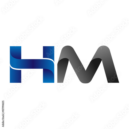Modern Simple Initial Logo Vector Blue Grey hm