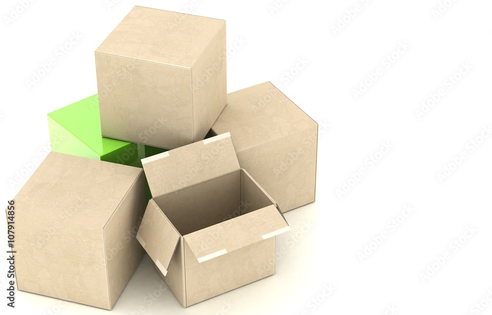 3D rendering cardboard box