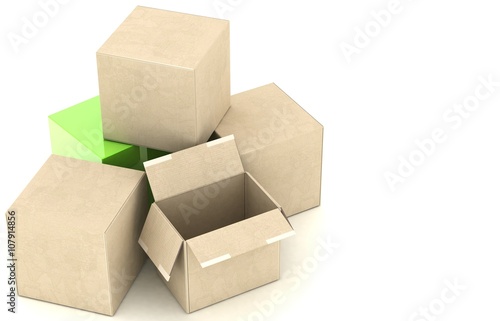 3D rendering cardboard box