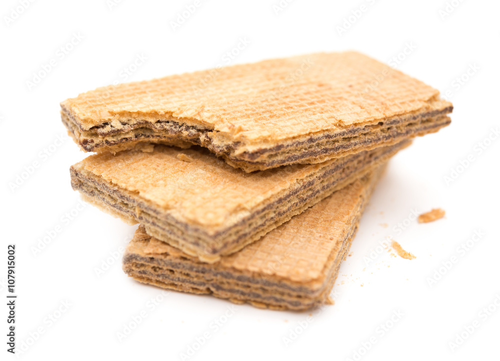 wafer blocks with one bited on a white background wafer blocks with one bited on a white background