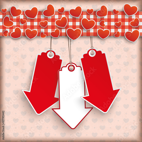 Vintage Cover Checked Banner Hearts Price Stickers Arrows