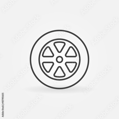 Car wheel line icon