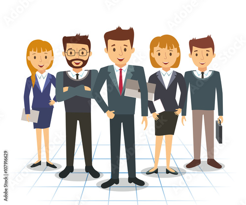 Business team of employees and the boss vector illustration