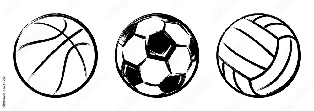 Set sport balls grunge Set sport balls grunge