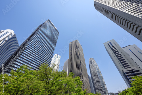 High-rise buildings and blue sky - Shinjuku, Tokyo, Japan